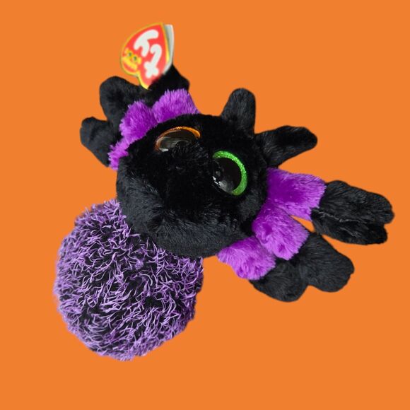 2017 Ty Beanie Boos Creeper 6" Halloween Black & Purple Spider Plush with Tags - Picture 5 of 8